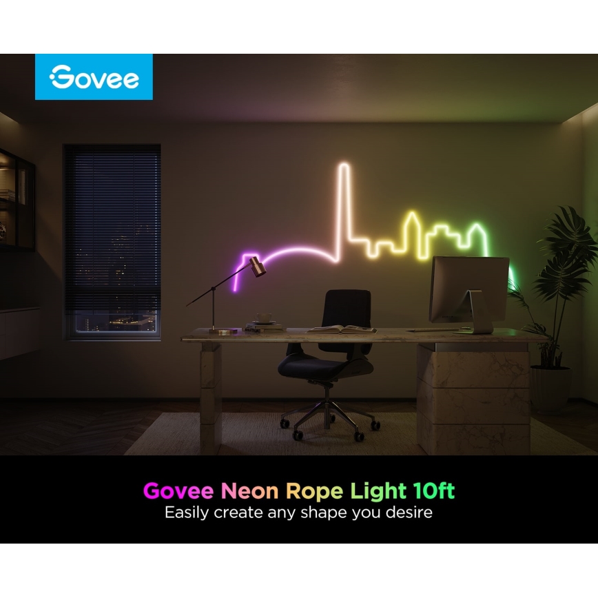 Govee - Neon 2 MATTER сгъваема LED лента 3m RGBIC Wi-Fi IP67