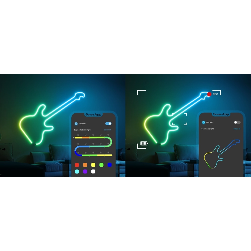Govee - Neon 2 MATTER сгъваема LED лента 3m RGBIC Wi-Fi IP67