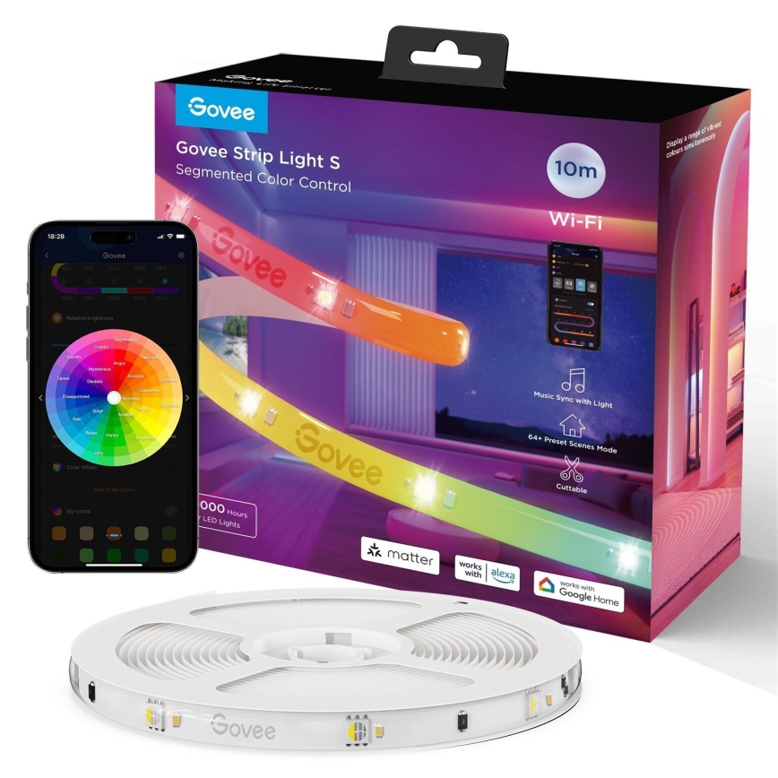 Govee - Wi-Fi RGBICW Smart PRO LED лента 10 м MATTER - изключително издръжлив