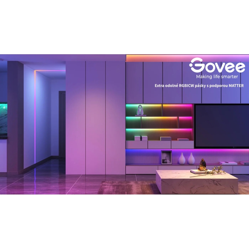 Govee - Wi-Fi RGBICW Smart PRO LED лента 10 м MATTER - изключително издръжлив