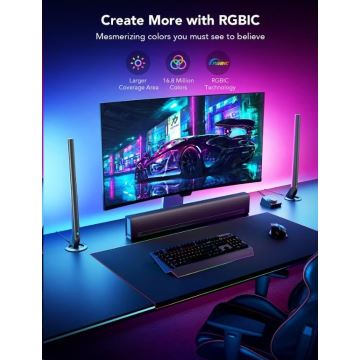 Govee - К-кт 2x Smart Gaming Wi-Fi LED RGBIC Panels + Smart Dual + дистанционно управление