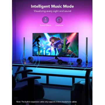 Govee - К-кт 2x Smart Gaming Wi-Fi LED RGBIC Panels + Smart Dual + дистанционно управление