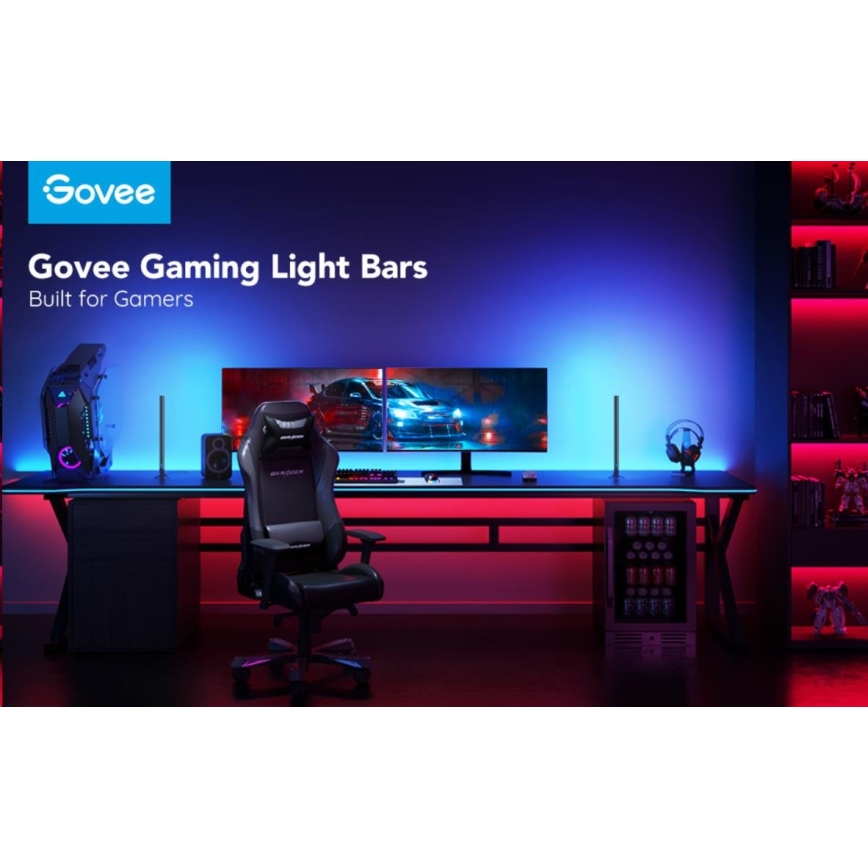 Govee - К-кт 2x Smart Gaming Wi-Fi LED RGBIC Panels + Smart Dual + дистанционно управление