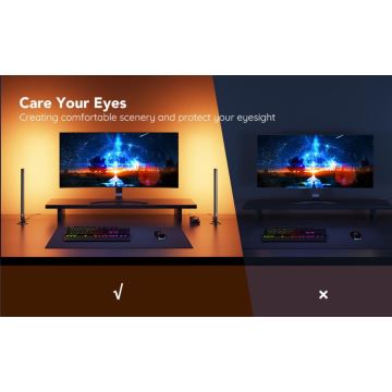 Govee - К-кт 2x Smart Gaming Wi-Fi LED RGBIC Panels + Smart Dual + дистанционно управление