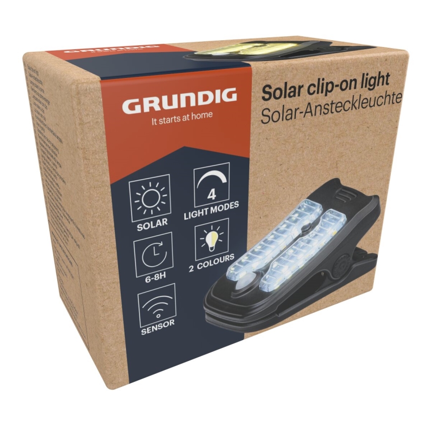 Grundig - LED Соларна лампа със сензор CLIP-ON LED/4W/3,7V IP44