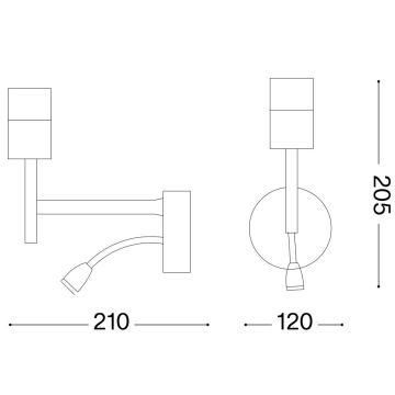 Ideal Lux - LED Гъвкава лампа с к-кт монтаж 1xE27/42W + LED/3W/230V CRI 90 USB черен