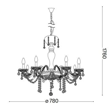 Ideal Lux - Кристален пендел ROSE 8xE14/40W/230V