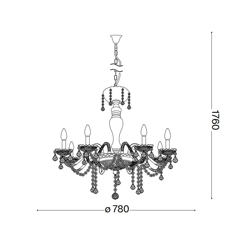 Ideal Lux - Кристален пендел ROSE 8xE14/40W/230V