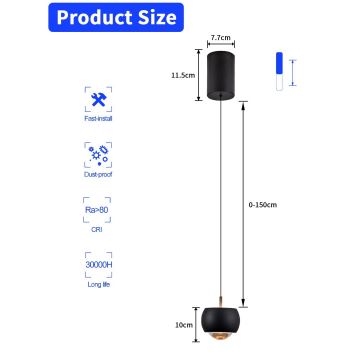 Immax NEO 07219L - LED Димируем пендел DORMINE LED/6W/230V матов черен Tuya + дистанционно управление