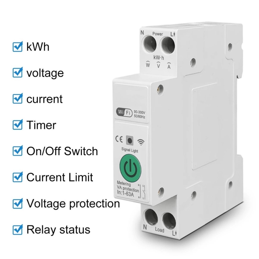 Immax NEO 07573L - Смарт прекъсвач 1-фазен 1-63A Tuya