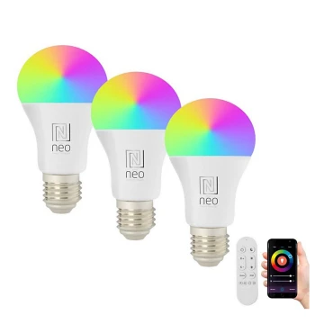 Immax NEO 07712CDO - К-кт 3x LED RGB+CCT Димируема крушка E27/9W/230V Wi-Fi Tuya + дистанционно управление