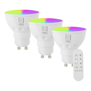 Immax NEO 07724CDO - К-кт 3x LED RGB+CCT Димируема крушка GU10/6W/230V 2700-6500K Wi-Fi Tuya + дистанционно управление