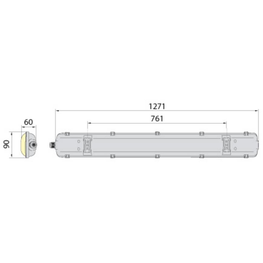 Индустриална флуоресцентна лампа 2xG13/18W/230V IP65 1270 мм