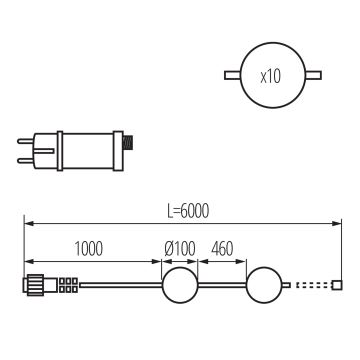 LED Екстериорни декоративни лампички ГИРЛЯНДА STONO 10xLED/10W/230V 6m IP67