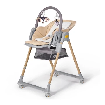 KINDERKRAFT - Детско столче за хранене 2в1 LASTREE бежово/сиво