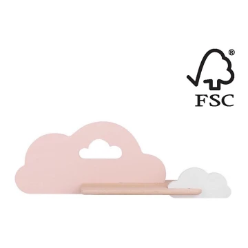 LED Детски аплик с рафтче CLOUD LED/5W/230V бял/розов - FSC сертифициран