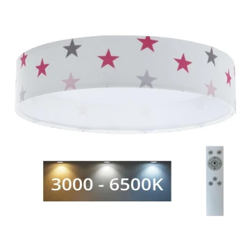 LED Димируем детски плафон SMART GALAXY KIDS LED/24W/230V 3000-6500K звезди бял/розов/сив  + дистанционно