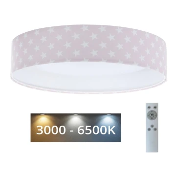 LED Димируем детски плафон SMART GALAXY KIDS LED/24W/230V 3000-6500K звезди розов/бял + дистанционно