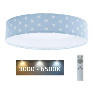 LED Димируем детски плафон SMART GALAXY KIDS LED/24W/230V 3000-6500K звезди син/бял + дистанционно