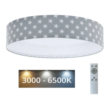 LED Димируем детски плафон SMART GALAXY KIDS LED/24W/230V 3000-6500K звезди сив/бял + дистанционно