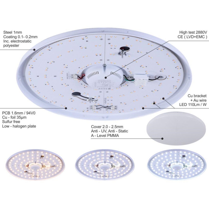 LED Димируем плафон OPAL LED/50W/230V + дистанционно управление