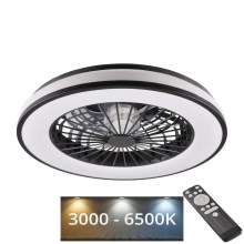 LED Димируем плафон с вентилатор LED/48W/230V 3000-6500K черен + дистанционно управление