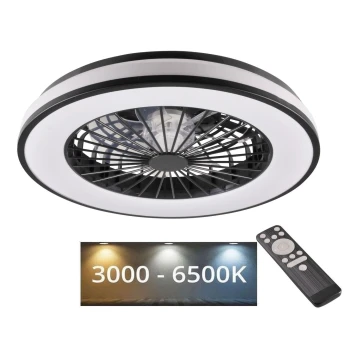 LED Димируем плафон с вентилатор LED/48W/230V 3000-6500K черен + дистанционно управление