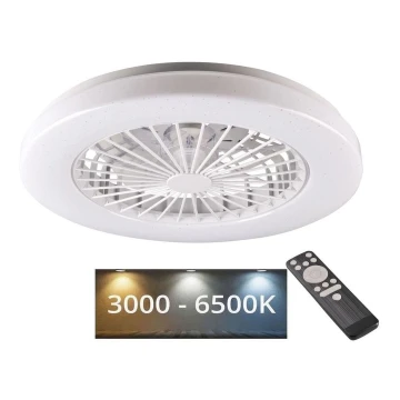 LED Димируем плафон с вентилатор LIBYA LED/48W/230V 3000-6500K бял + дистанционно управление