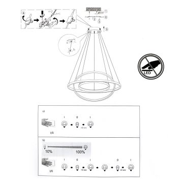 Leuchten Direkt 11526-55 - LED Димируем Полилей на верижка CIRCLE 1xLED/13,5W/230V + LED/19,5W + LED/24W