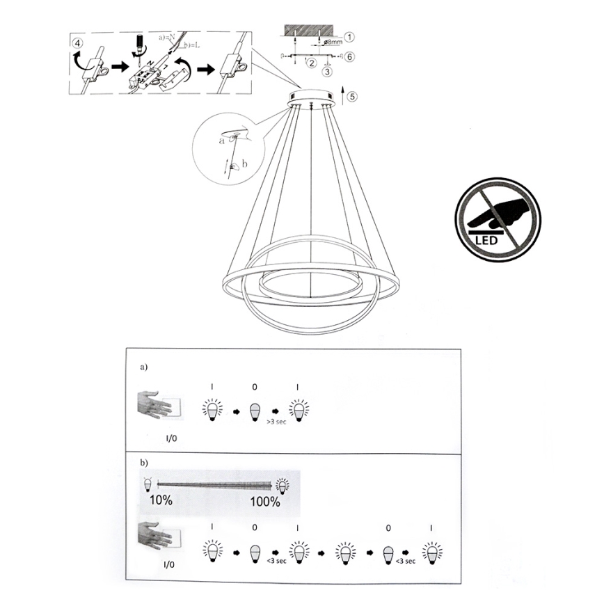 Leuchten Direkt 11526-55 - LED Димируем Полилей на верижка CIRCLE 1xLED/13,5W/230V + LED/19,5W + LED/24W