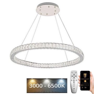 LED Димируем кристален полилей на връв LED/100W/230V 3000-6500K сребрист + дистанционно управление