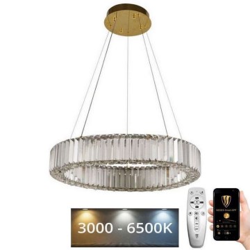 LED Димируем кристален полилей на връв LED/40W/230V 3000-6500K хром/златист + дистанционно управление