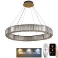 LED Димируем кристален полилей на връв LED/50W/230V 3000-6500K хром/златист + дистанционно управление