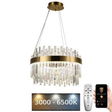 LED Димируем кристален полилей на връв LED/70W/230V 3000-6500K златист + дистанционно управление