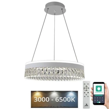 LED Димируем кристален полилей на връв LED/90W/230V 3000-6500K бял + дистанционно управление