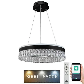 LED Димируем кристален полилей на връв LED/90W/230V 3000-6500K черен + дистанционно управление