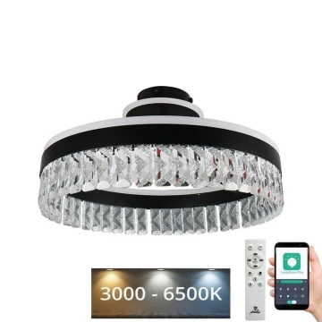 LED Димируем кристален полилей за повърхностен монтаж LED/75W/230V 3000-6500K черен + дистанционно управление