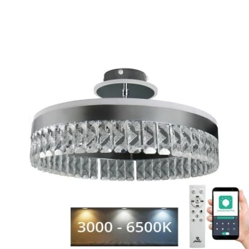 LED Димируем кристален полилей за повърхностен монтаж LED/75W/230V 3000-6500K хром + дистанционно управление