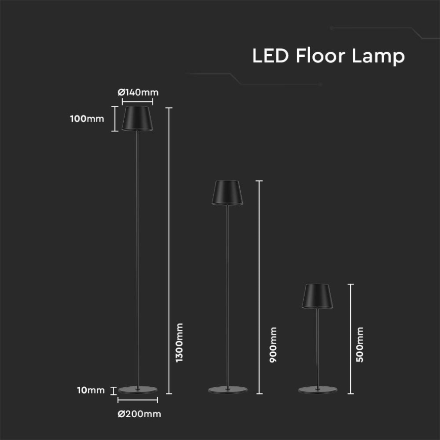 LED Димируема акумулаторна настолна touch лампа 3в1 LED/4W/5V 4400 mAh 3000K IP54 черен