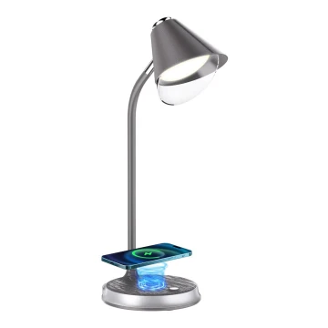 LED Димируема настолна лампа с безжично зареждане FINCH LED/9W/12/230V сив/хром