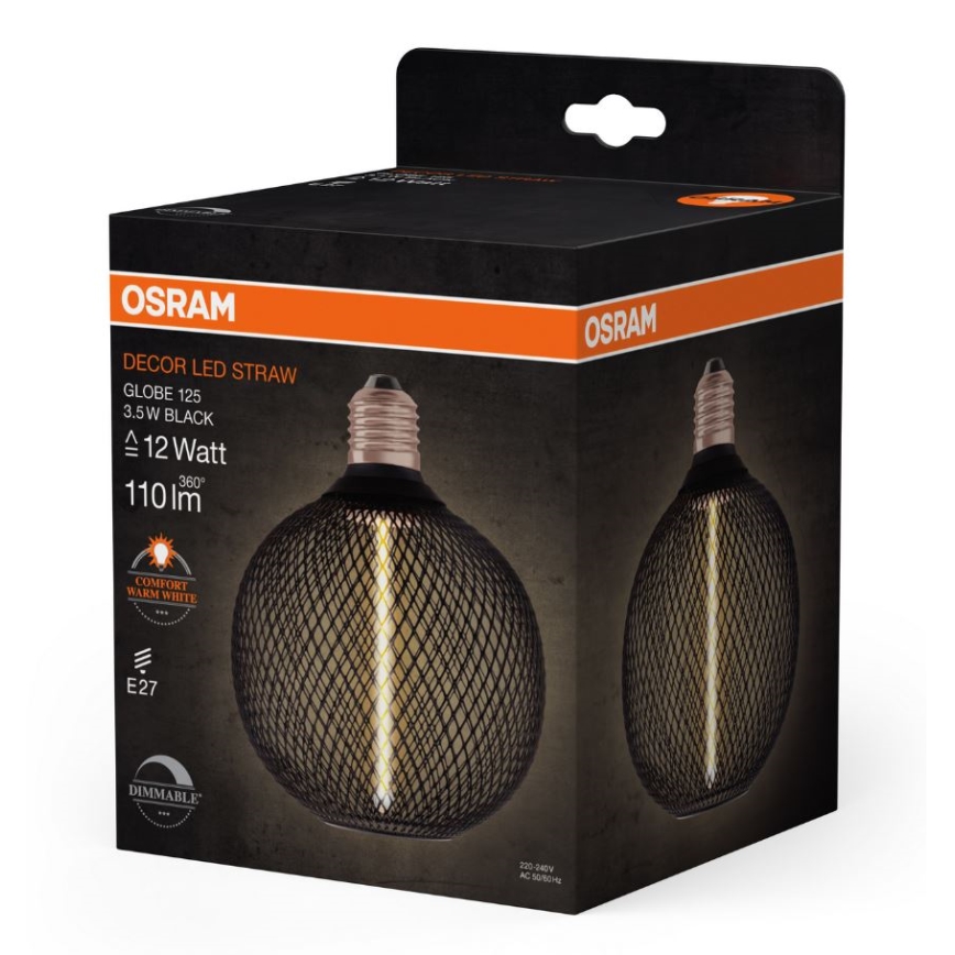 LED Димируема крушка DECOR  FILAMENT G125 E27/3,5W/230V 1800K черен - Osram