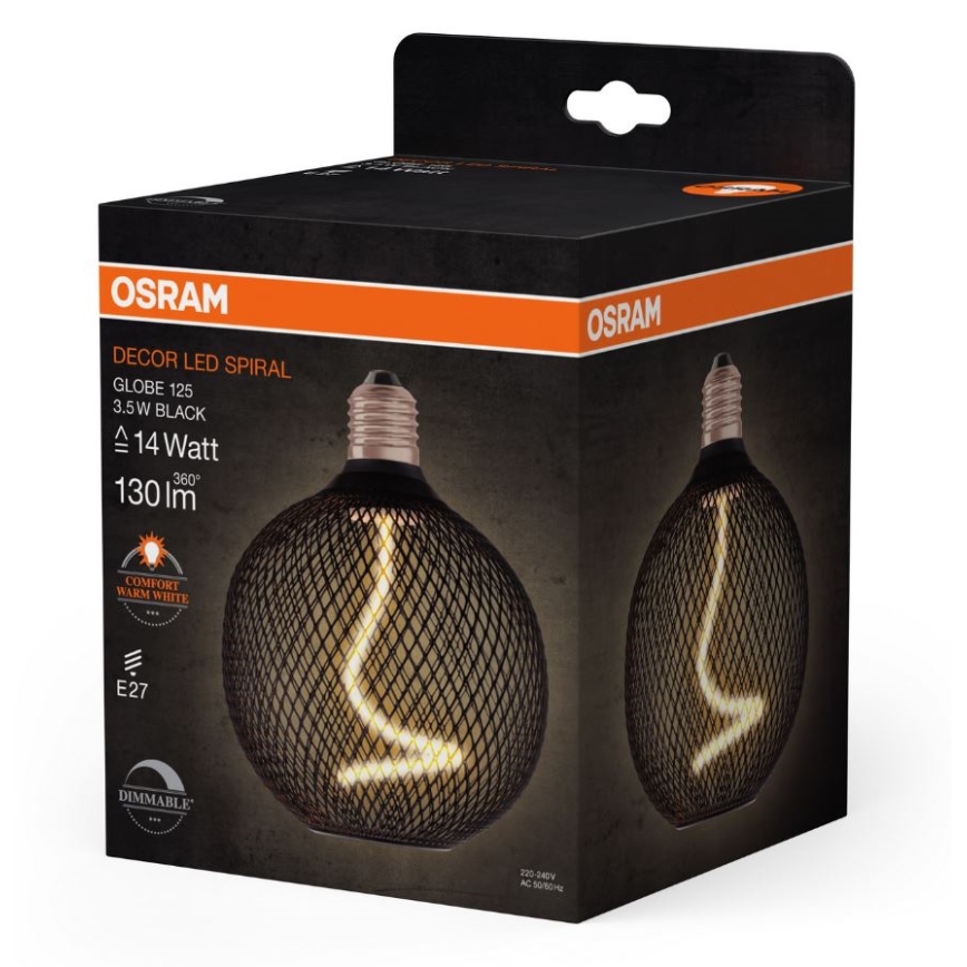 LED Димируема крушка DECOR FILAMENT G125 E27/3,5W/230V 1800K черен - Osram