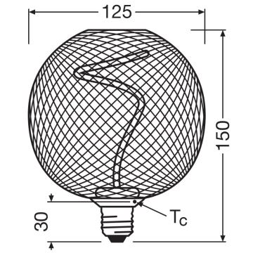 LED Димируема крушка DECOR FILAMENT G125 E27/3,5W/230V 1800K черен - Osram