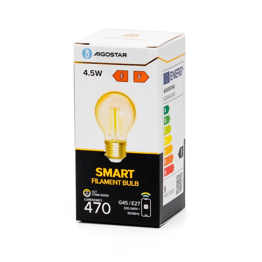 LED Димируема крушка FILAMENT G45 E27/4,5W/230V 2700-6500K Wi-Fi - Aigostar