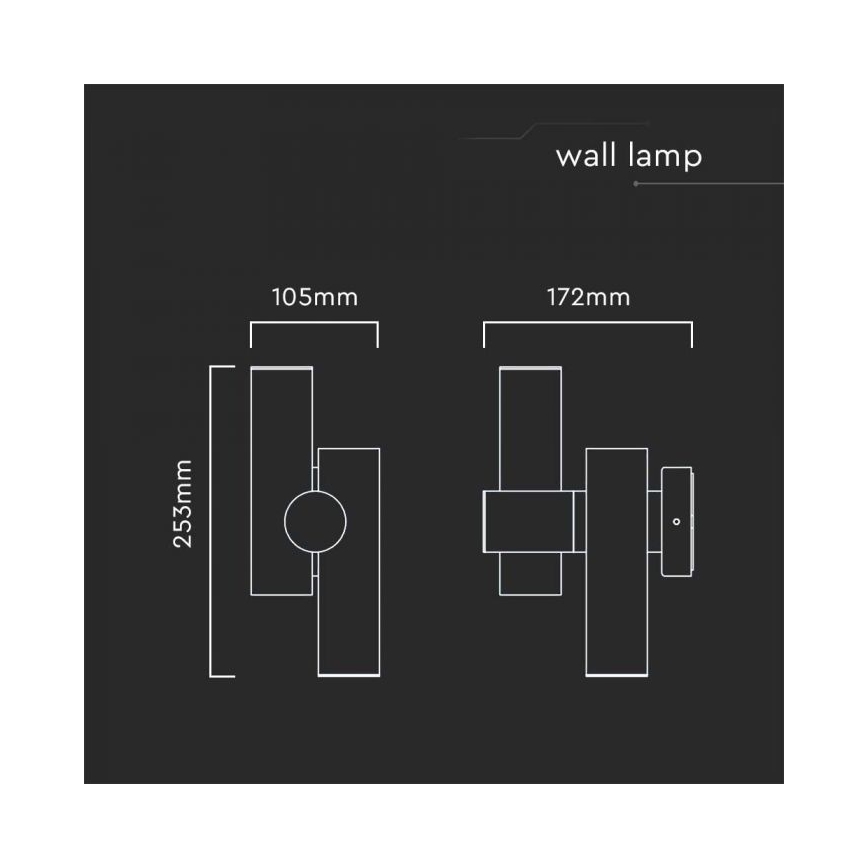 LED Екстериорен wall flexible спот 2xLED/3W/230V 4000K IP44 черен