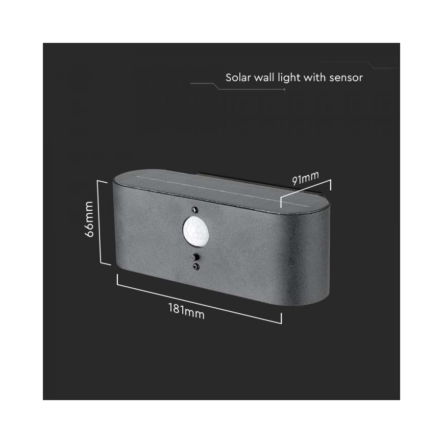 LED Екстериорен соларен аплик със сензор LED/2,5W/3,7V 3000K IP54