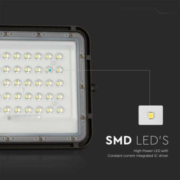 LED Екстериорен димируем соларен прожектор LED/10W/3,2V IP65 4000K черен + дистанционно управление