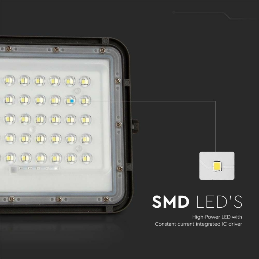 LED Екстериорен димируем соларен прожектор LED/10W/3,2V IP65 6400K черен + дистанционно управление