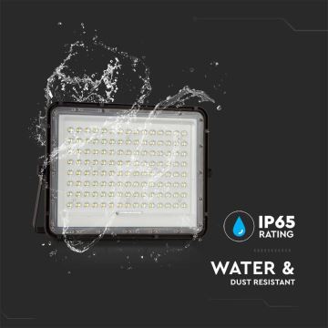 LED Екстериорен соларен прожектор LED/20W/3,2V 6400K черен IP65 + дистанционно управление