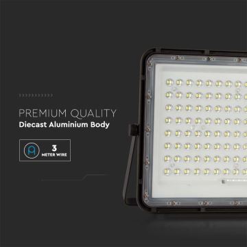 LED Екстериорен соларен прожектор LED/20W/3,2V 6400K черен IP65 + дистанционно управление